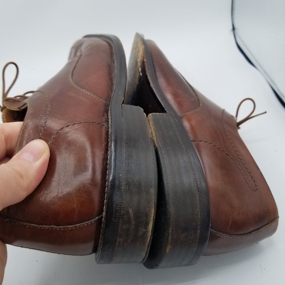 Mens Oxford shoes 9.5 Cole Haan Wooden Soles Brown Lace Up lacers Italy - Picture 9 of 14